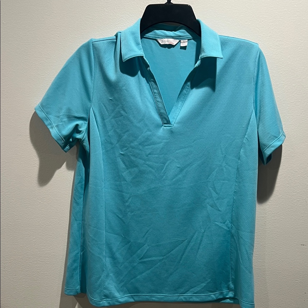 Lady Hagen Aqua/Teal V neck Short sleeve Polo